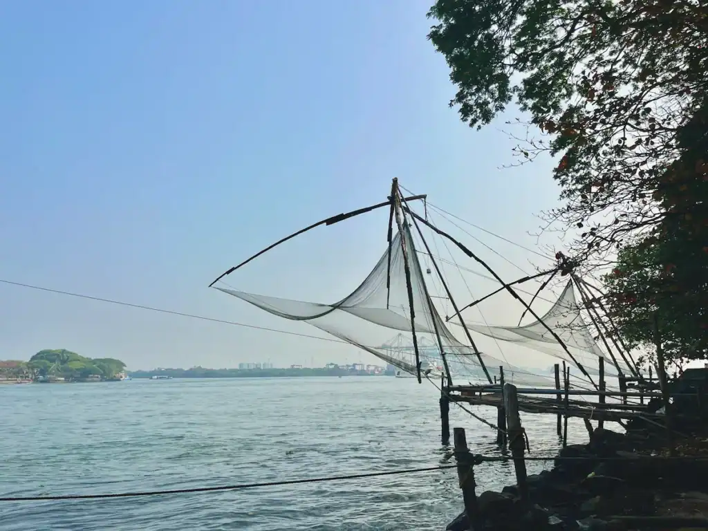 Chinese fishing nets along the waterfront in Fort Kochi, Kerala