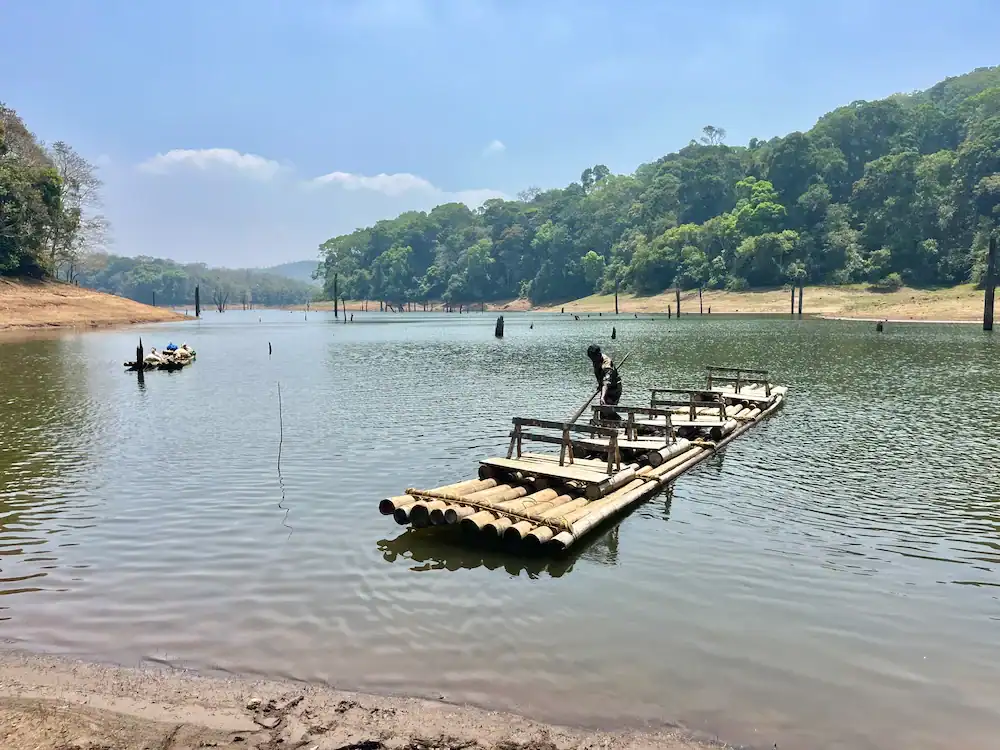 Bamboo rafting experience in Periyar National Park Thekkady