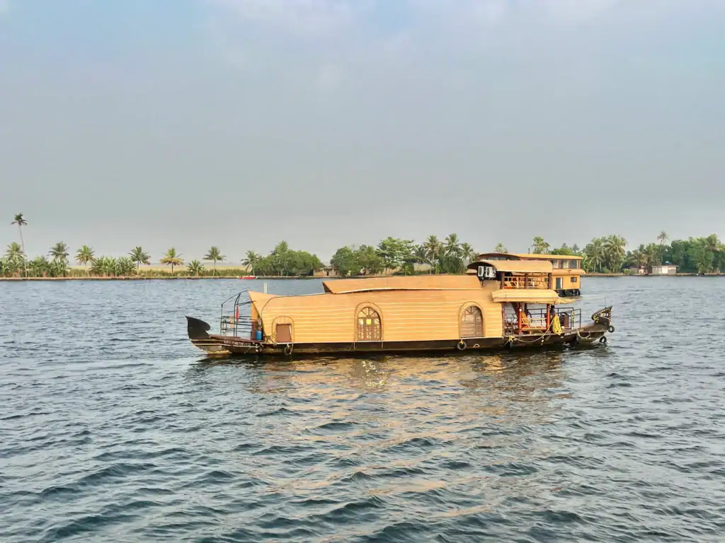 Traditional private houseboat on the Alleppey backwaters