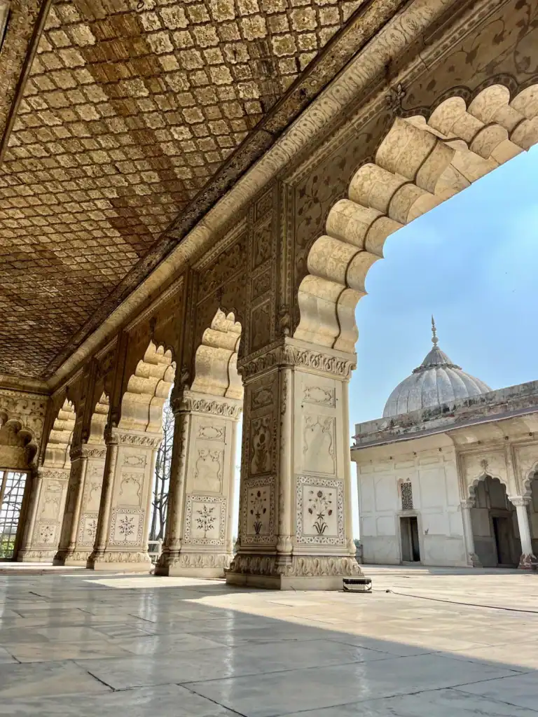 Palace details inside the Red Fort in Delhi