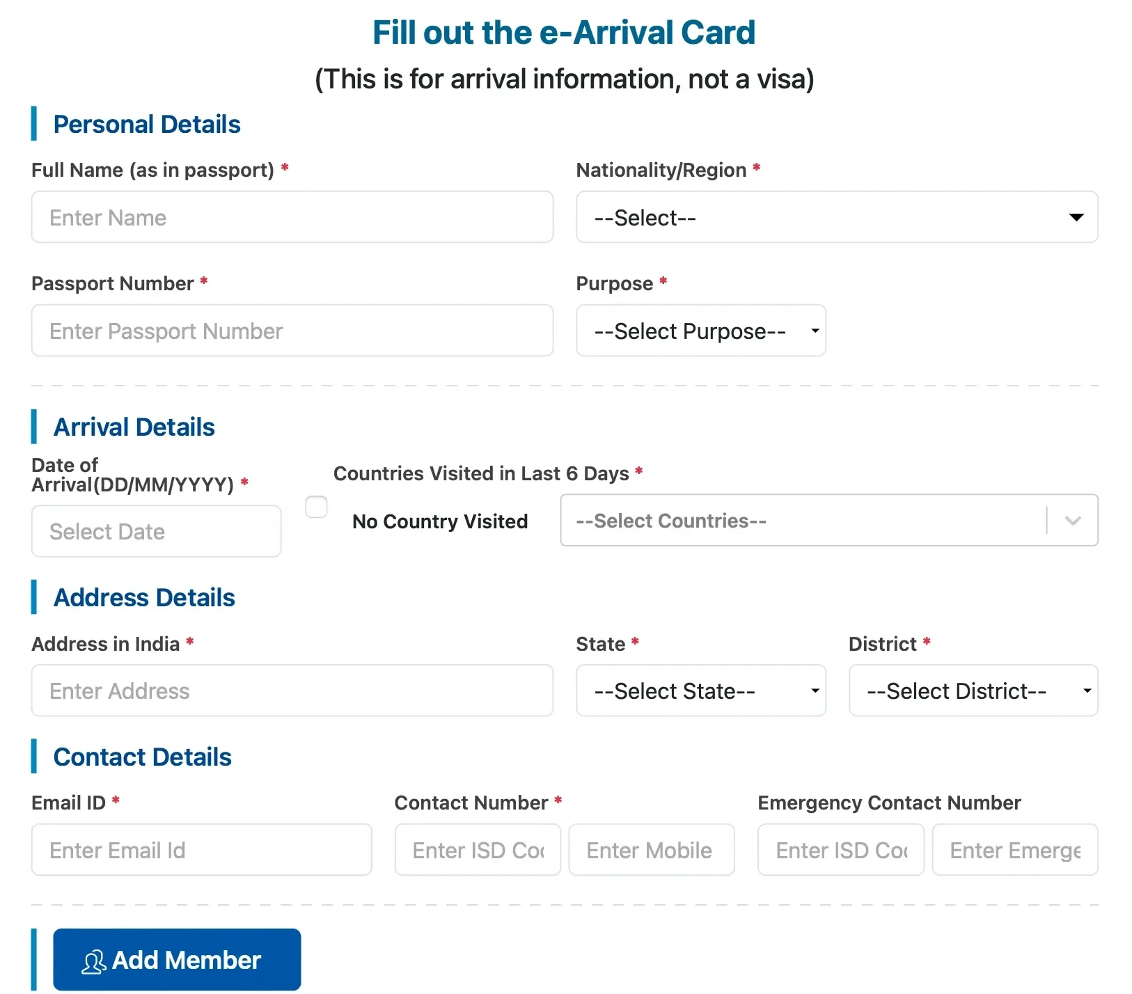 India e-Arrival Card