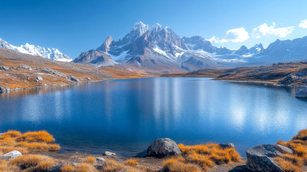 View of a mountain lake in Ladakh, India